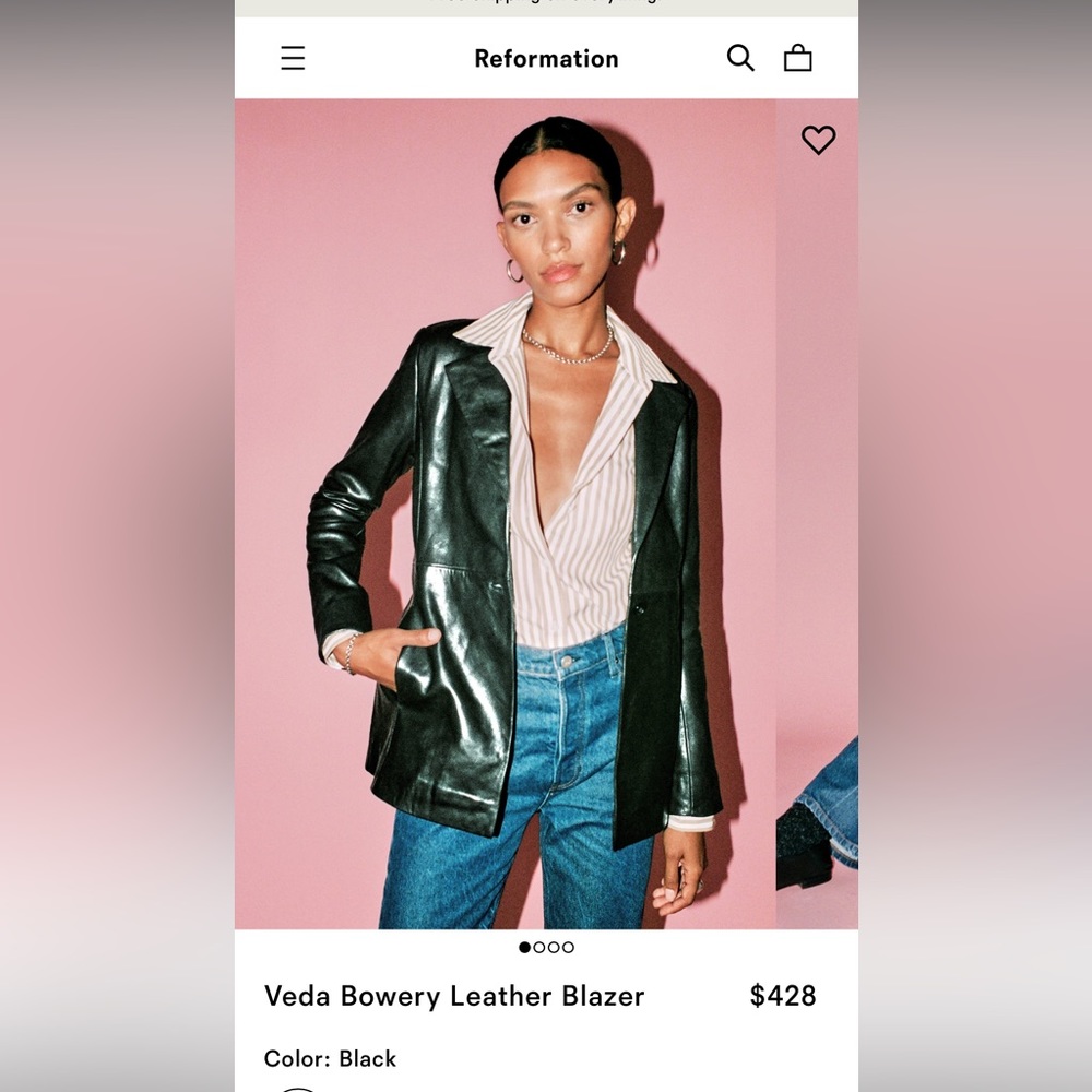 Reformation Veda Bowery Leather Blazer
